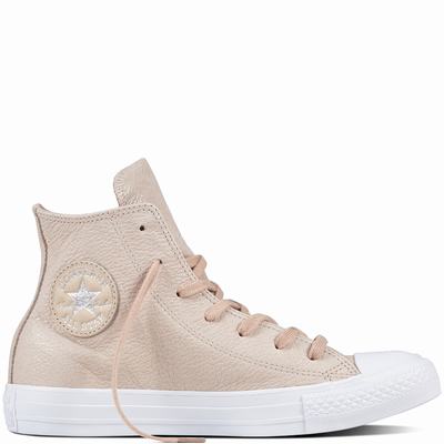 Converse Chuck Taylor All Star Tipped Metallic High Tops Womens - Beige/Silver/White Shoes (540IQHCZ)